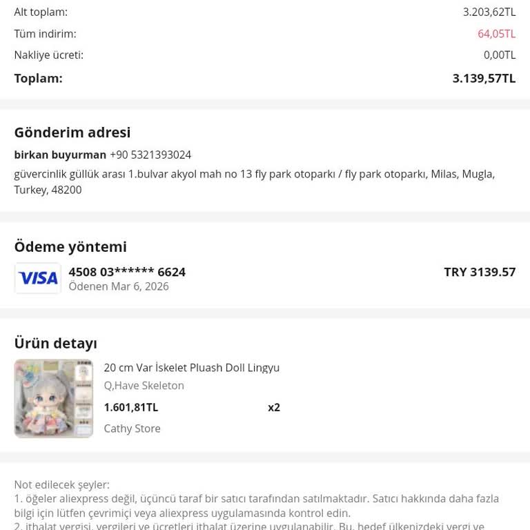 AliExpress Peluş Bebek Siparişinde Gümrük Ücreti Ve İade Sorunu