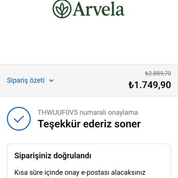 Arvela'dan Sipariş Gönderilmedi, Ücret İadesi Bekliyor