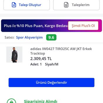 Pazarama Adidas Erkek Tracktop Ürünüm 7 Gün Boyunca Kargoya Çıkmadı