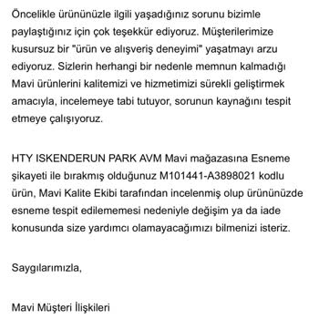 Mavi Mağazasının Kot Pantolon Değişim Talebimi Giyildiğini İddia Ederek Reddetmesi
