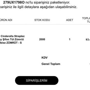 3.499 TL'lik Kargoya Verilmeyen Abiye Elbise Siparişi Ve Tam İade Talebi