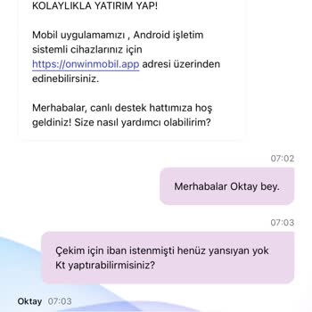 Onwin'de 120.000 TL Çekim Onayının Uzun Sürede Hesaba Yansımaması Ve Müşteri Desteği İhmali