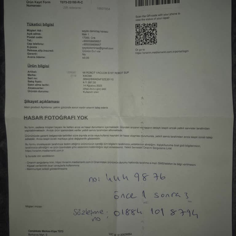 Media Markt'tan Aldığım Robot Süpürge Filtre Gerekçesiyle Garanti Kapsamında Onarılmadı