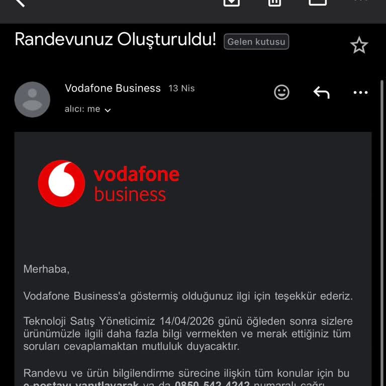 Vodafone’un Kurumsal Hat Randevusunu Gerçekleştirmemesi Ve İlgisizliği