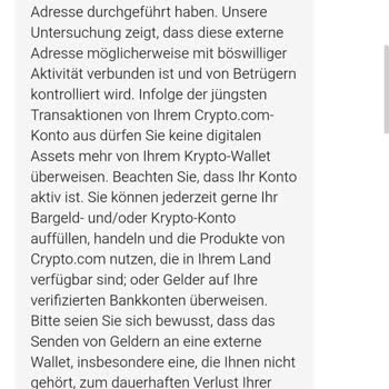 Crypto.com Hat Mein Konto Eingeschränkt Und Externe Wallet-Auszahlungen Blockiert