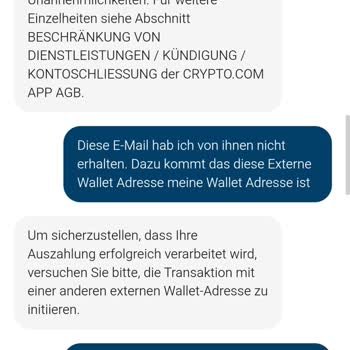Crypto.com Hat Mein Konto Eingeschränkt Und Externe Wallet-Auszahlungen Blockiert
