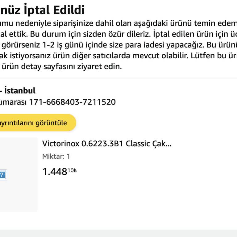 Stok Hatası Nedeniyle Siparişimin Tek Taraflı İptali Ve Mağduriyetim