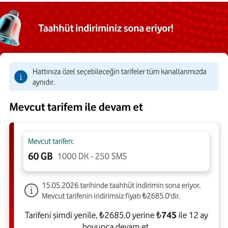 Vodafone Kampanya Fiyatı Yanıltması: 440 TL Bildirildi, 745 TL Çekildi