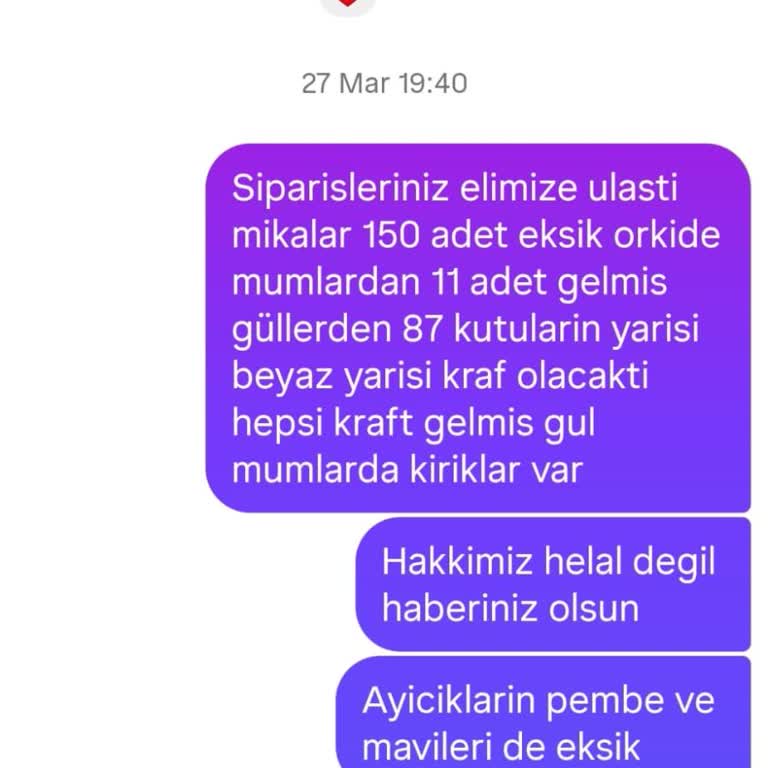 Küçük İşletmemizi Mağdur Eden Eksik Ve Kırık Mum Siparişi