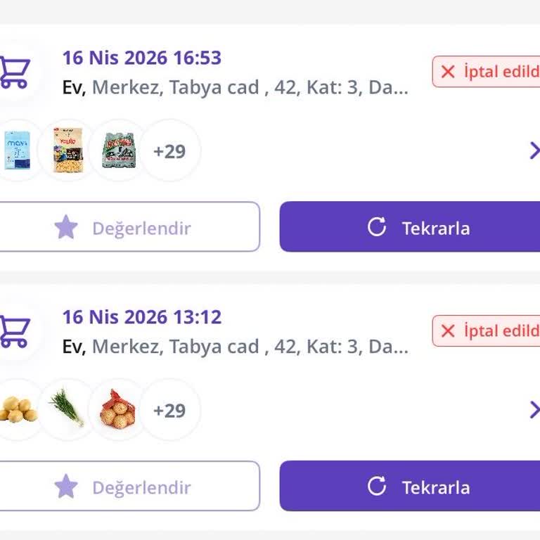 Getir Otomatik Sipariş İptali Sonrası İade Yapmaması Ve Hızlı Çözüm Talebi