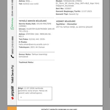 Arçelik Buzdolabında Tekrarlayan Buzlanma Ve Su Sızıntısı Nedeniyle Ücretsiz Ürün Değişimi Talebi