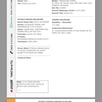 Arçelik Buzdolabında Tekrarlayan Buzlanma Ve Su Sızıntısı Nedeniyle Ücretsiz Ürün Değişimi Talebi