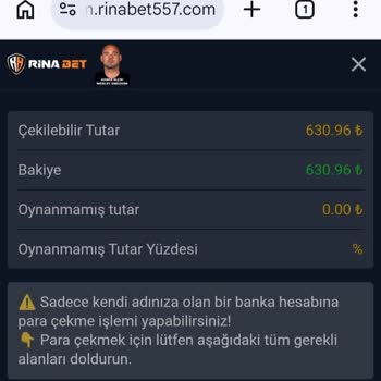 Rinabet’te 630 TL Kazancım Nedensiz Silindi Ve Ödeme Yapılmadı