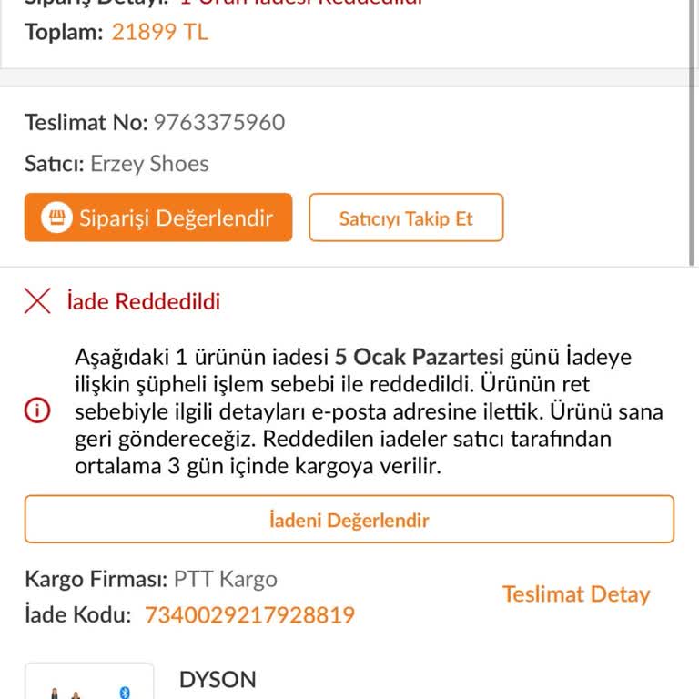 Trendyol'da Orijinal Olmayan Dyson Airwrap ve Kayıp İade Süreci