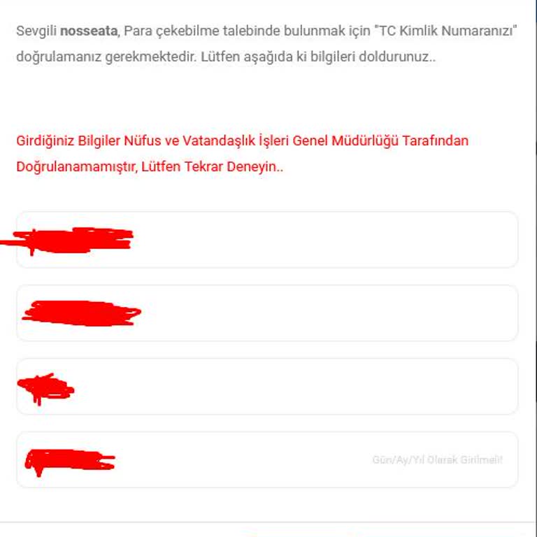 Kimlik Doğrulama Hatası Nedeniyle Para Çekemiyorum Ve Destek Yanıt Vermiyor