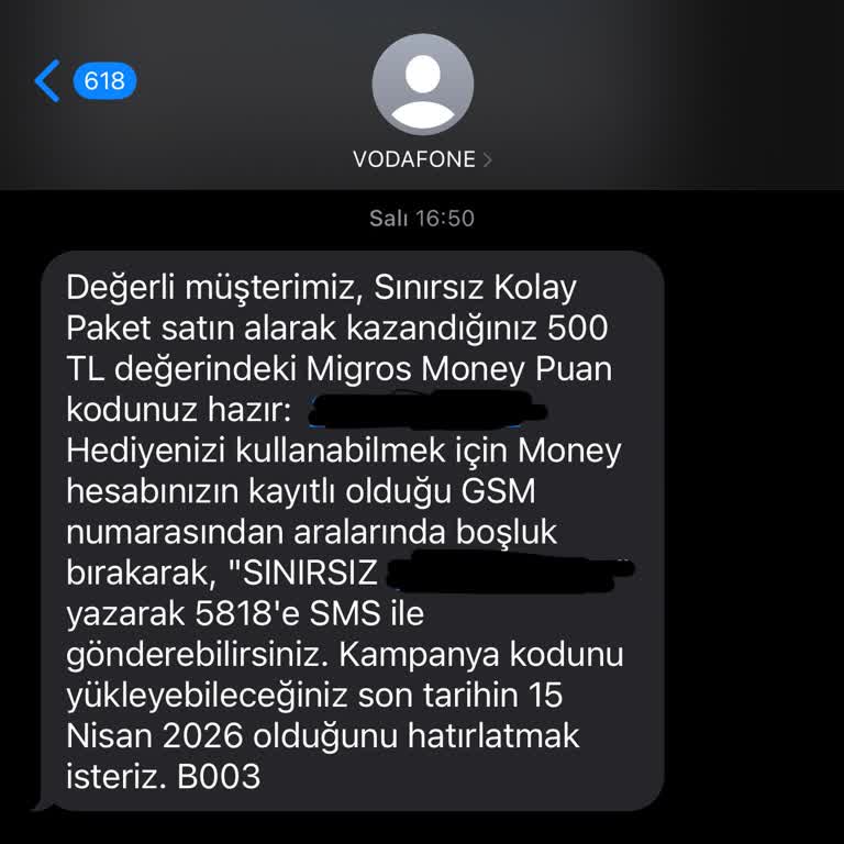 Vodafone Söz Verdiği 500 TL Migros Puanını Tanımlamadı