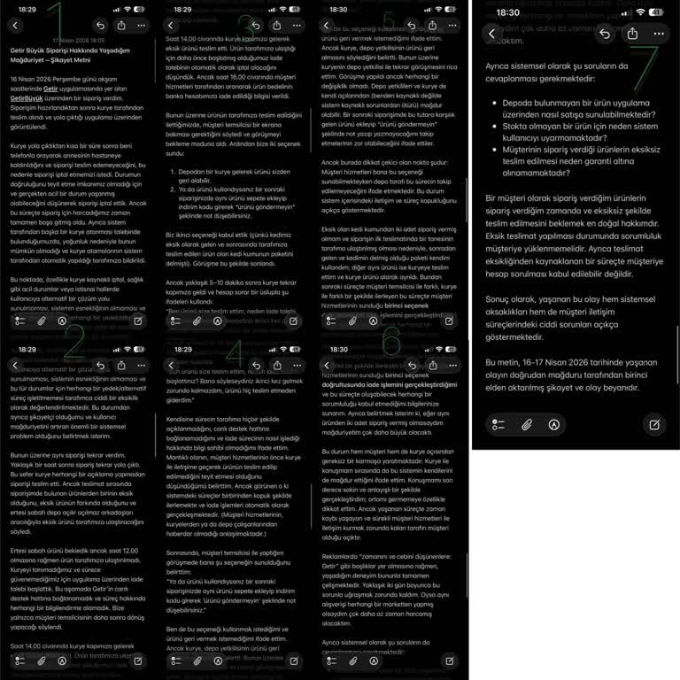 Kurye Acil Durum İptali Ve Eksik Ürün İade Sürecindeki İletişim Kopukluğu