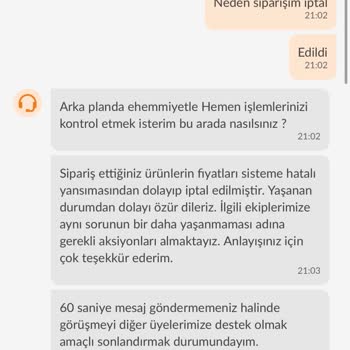 Fiyat Hatası Nedeniyle Siparişlerim İptal Edildi