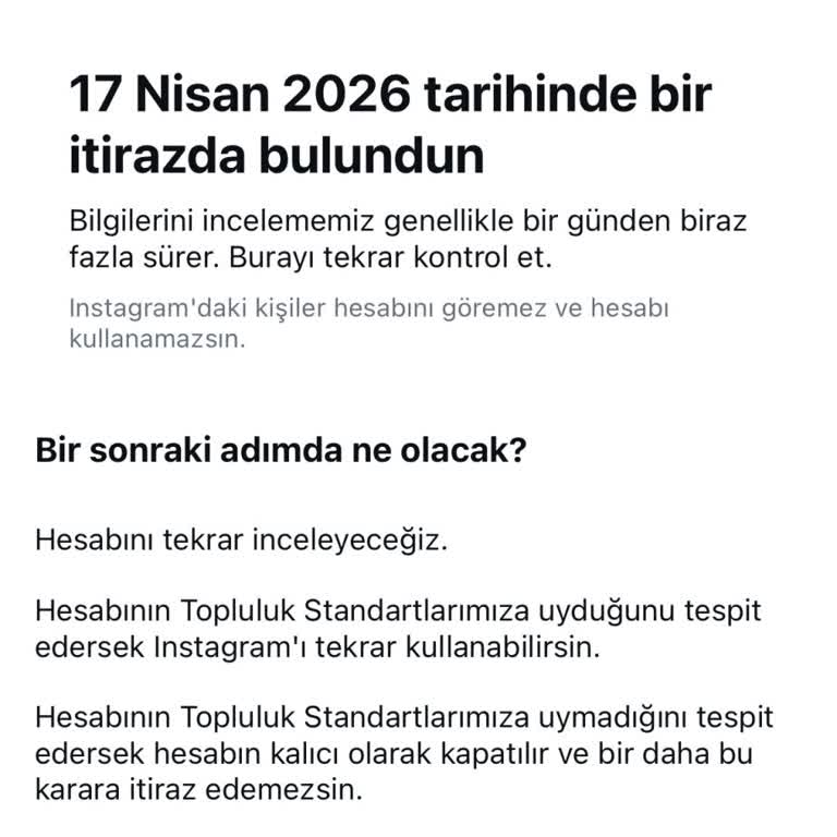 Instagram Hesabım Yanlışlıkla Topluluk Kurallarına Aykırı Olarak Askıya Alındı