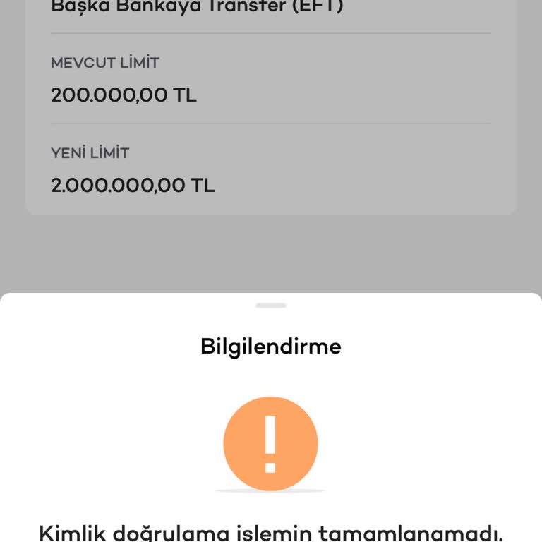 Akbank Mobil Uygulamasında EFT Limit Düşürülmesi Ve Kimlik Doğrulama Hatası