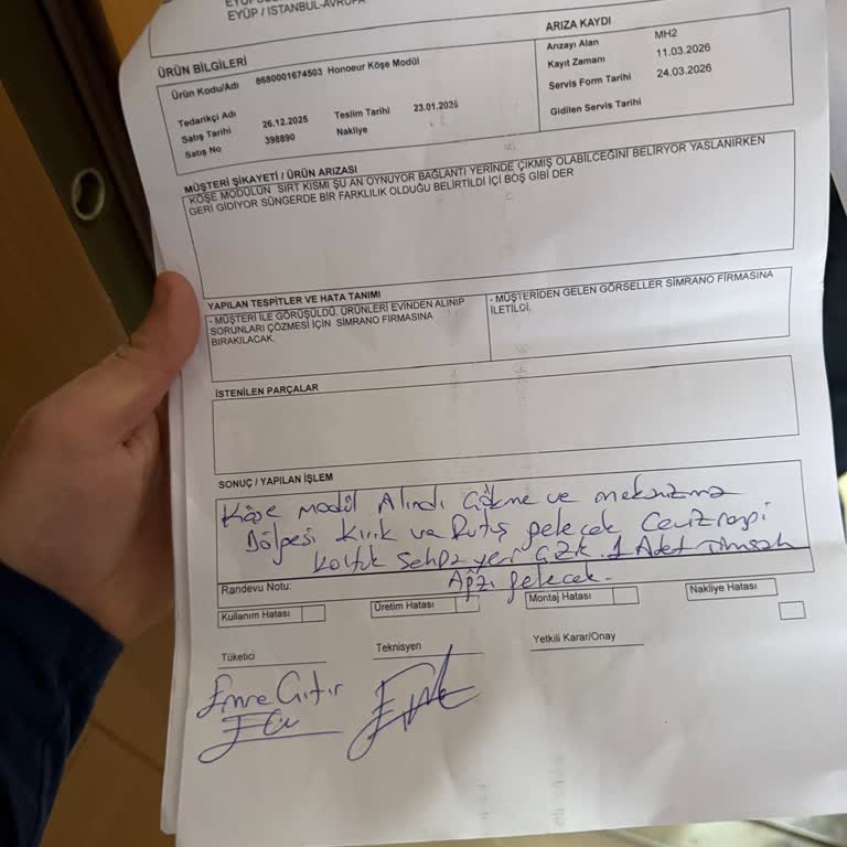 Koltuk Tamirinde Servis Gecikmesi Ve Bilgi Eksikliği