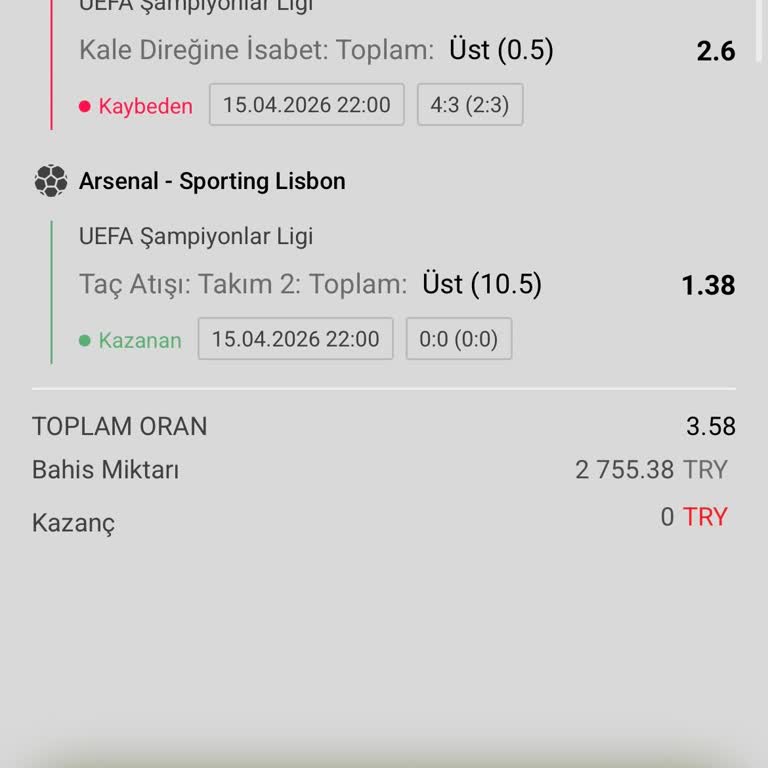 Kazanan Bahislerim Hatalı Kayıp Olarak Gösterildi