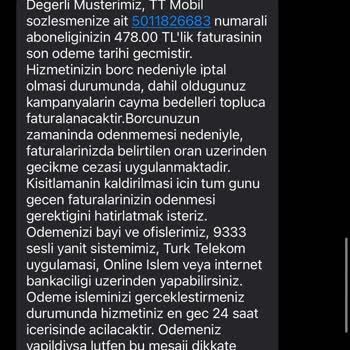 Bana Ait Olmayan Hatlar İçin Sürekli Gelen Fatura Uyarı SMS’ler