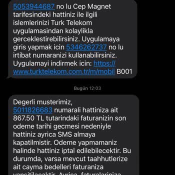 Bana Ait Olmayan Hatlar İçin Sürekli Gelen Fatura Uyarı SMS’ler