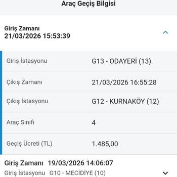 Kuzey Marmara Otoyolu 1. Sınıf Aracımı 4. Sınıf Olarak Okumuş