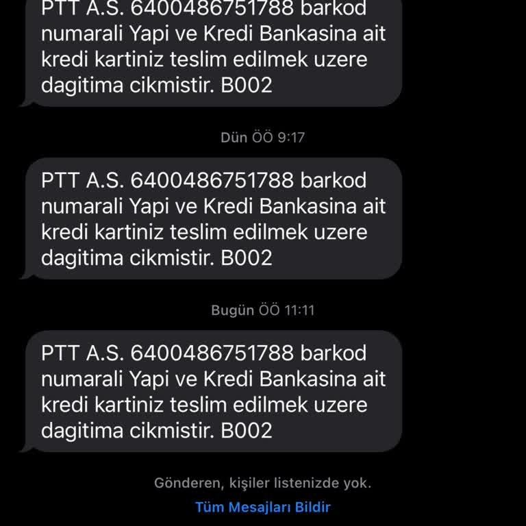 Kredi Kartım Teslim Edilmedi, PTT Durumunu Yanlış Bildiriyor