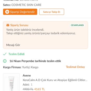 Trendyol Sipariş Edilen Balsam Yerine Krem Ve Fiyat Farkı