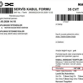 167 Km'de Motor Arızası Veren Sıfır Renault Duster'da Ayıpsız Değişim Talebi
