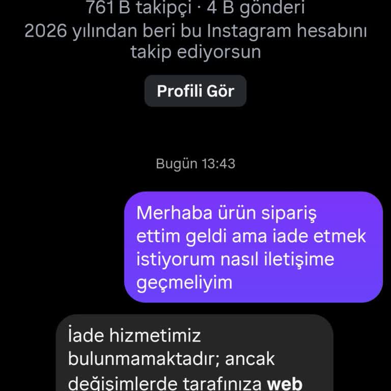 Instagram Sayfasındaki İade Seçeneği Yanıltıcı İade Talebim Reddedildi