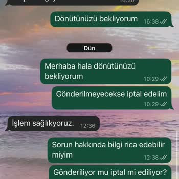 Sipariş Gönderilmedi Ve Kargo Takip Numarası Çalışmıyor, İade Talebi