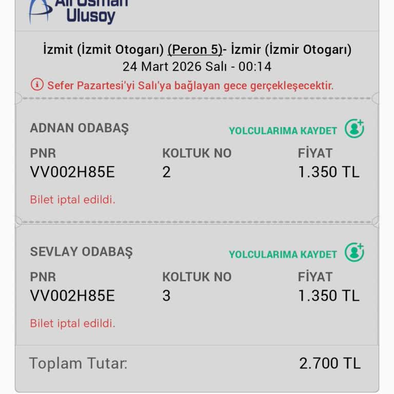 İptal Edilen Biletin Yarım İadesi Ve Müşteri Hizmetlerine Ulaşılamaması