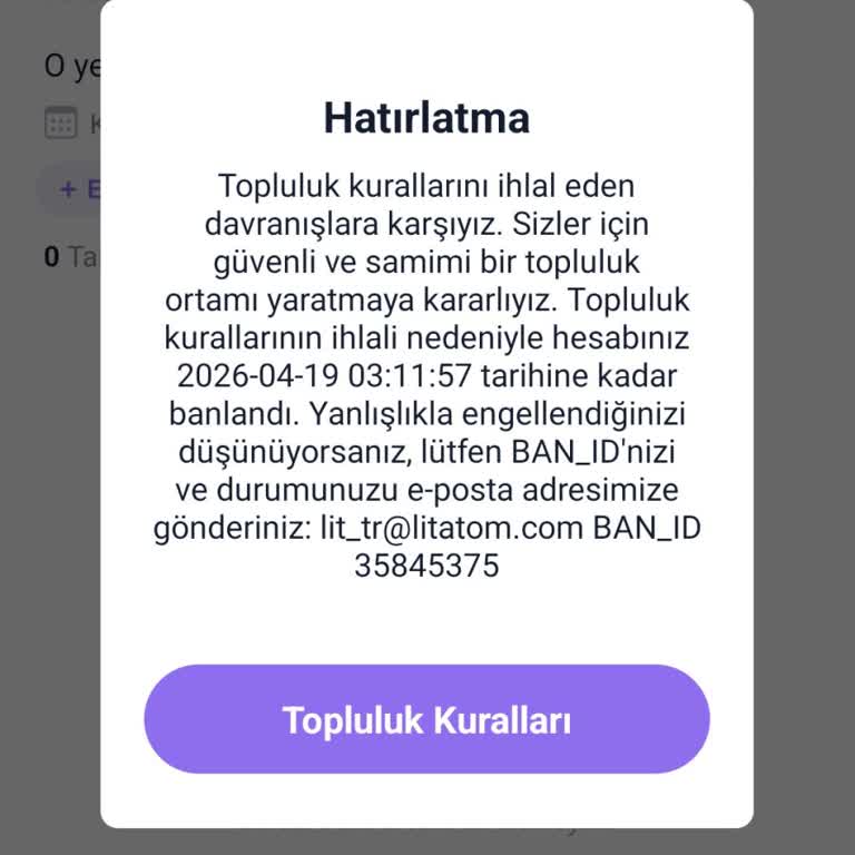 Açıklamasız Kalıcı Ban Uygulaması Üzerine Şikayet