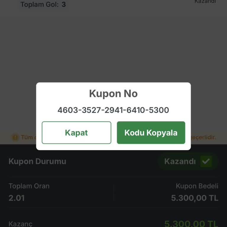 Kazanan Kuponum Oran Hatası Nedeniyle Sadece 1.00 Oran Üzerinden Ödendi