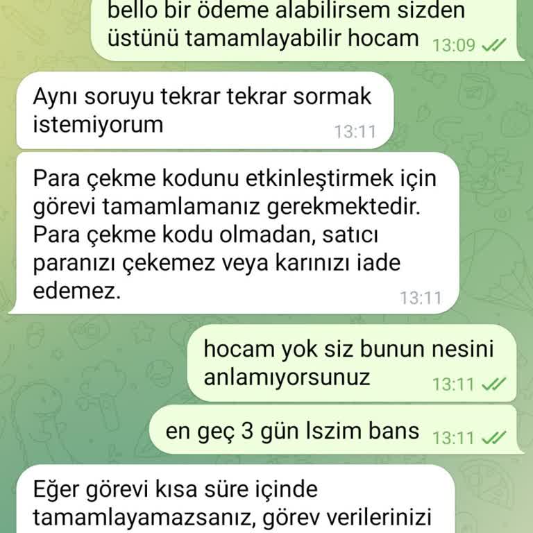 Telegram Grubu Sahte İş Teklifi Ve 12 Bin TL İadesi Talebi