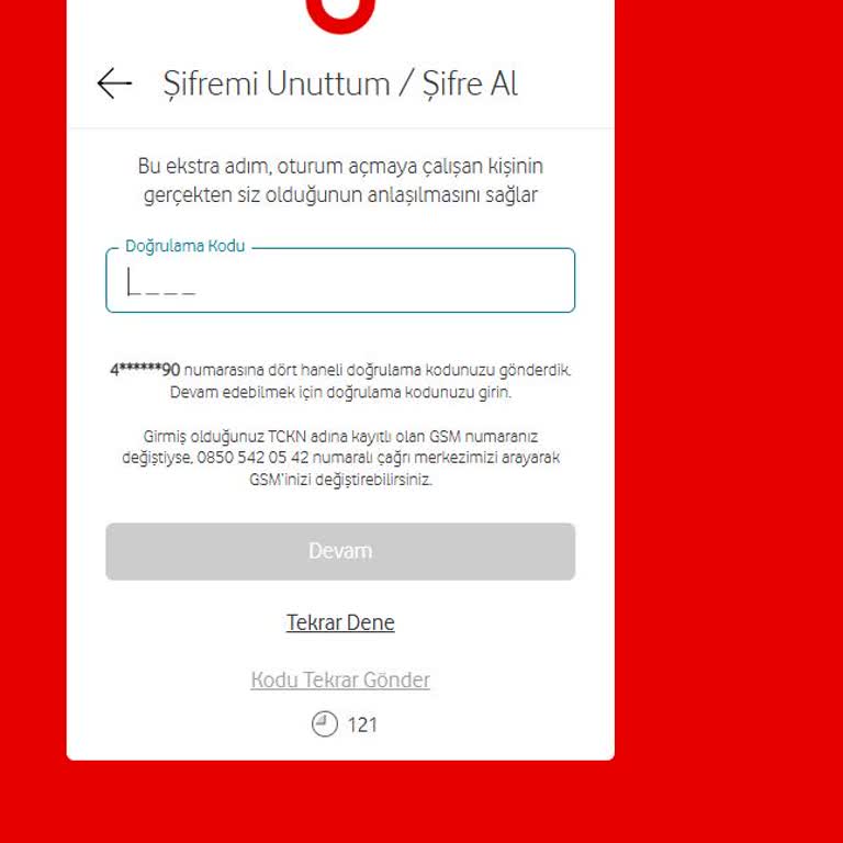 SMS Şifresi Gelmediği İçin Vodafone Yanımda Hesabıma Giriş Yapamıyorum