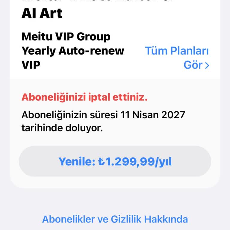 Meitu Uygulamasında İzin Almadan Yıllık Abonelik Ücretinin Çekilmesi Ve İptal Talebi