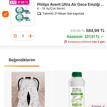 Avent Ürünlerinde 500/150 Kampanyası Kuponu Çalışmadı Ve Kargo Ücreti Çıktı