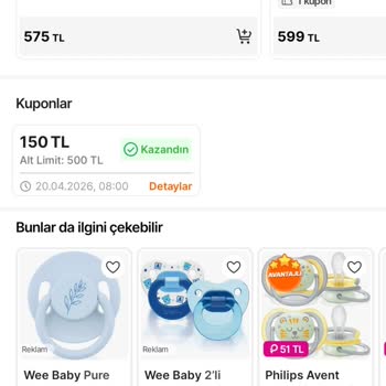 Avent Ürünlerinde 500/150 Kampanyası Kuponu Çalışmadı Ve Kargo Ücreti Çıktı
