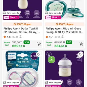 Avent Ürünlerinde 500/150 Kampanyası Kuponu Çalışmadı Ve Kargo Ücreti Çıktı