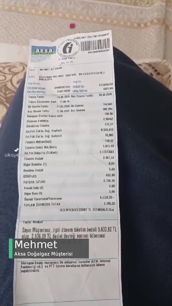 Aksa Doğalgaz Faturası Fazla Yazılmış! videonun kapak resmi