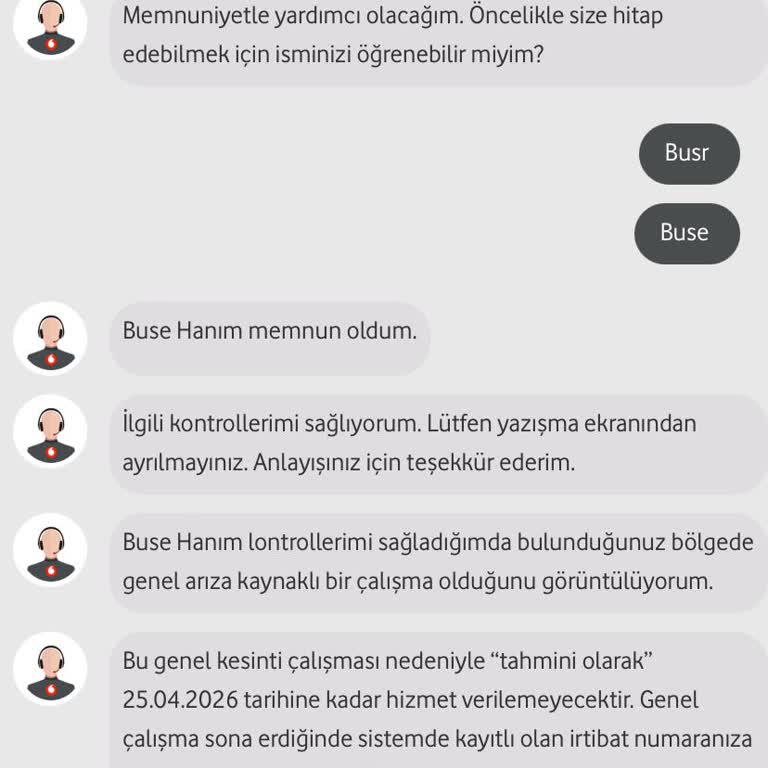 Vodafone Net Uzun Süreli Kesinti Bilgilendirme Eksikliği