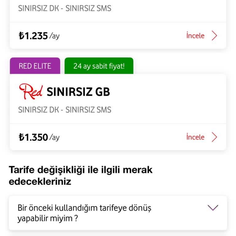 Vodafone 20 GB Red Paketinde Aşırı Fiyat Artışı Ve Uygun Tarifeye Geçiş İsteği
