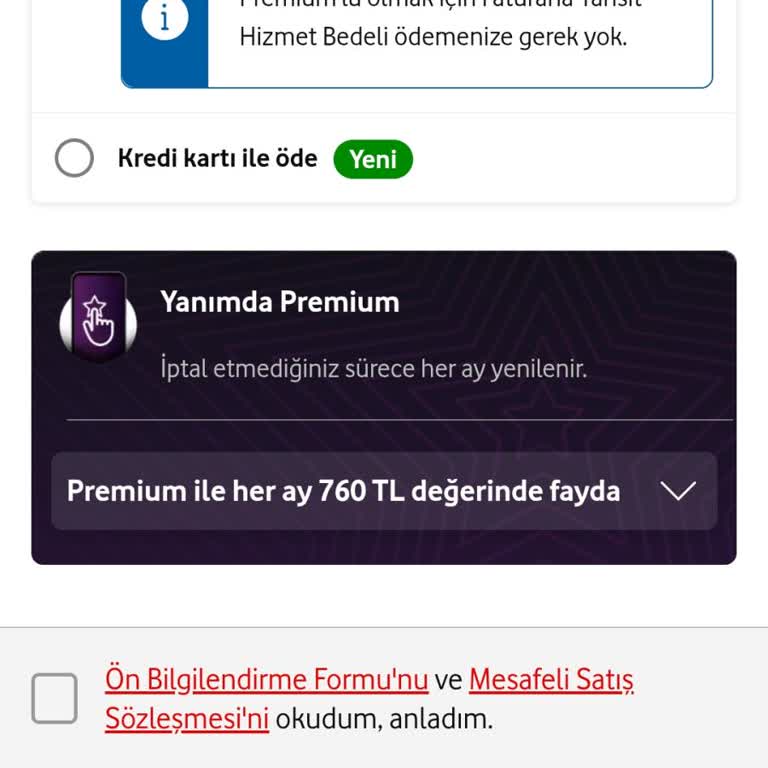 Vodafone Yanımda Premium Üyeliği Aktif Edilemiyor