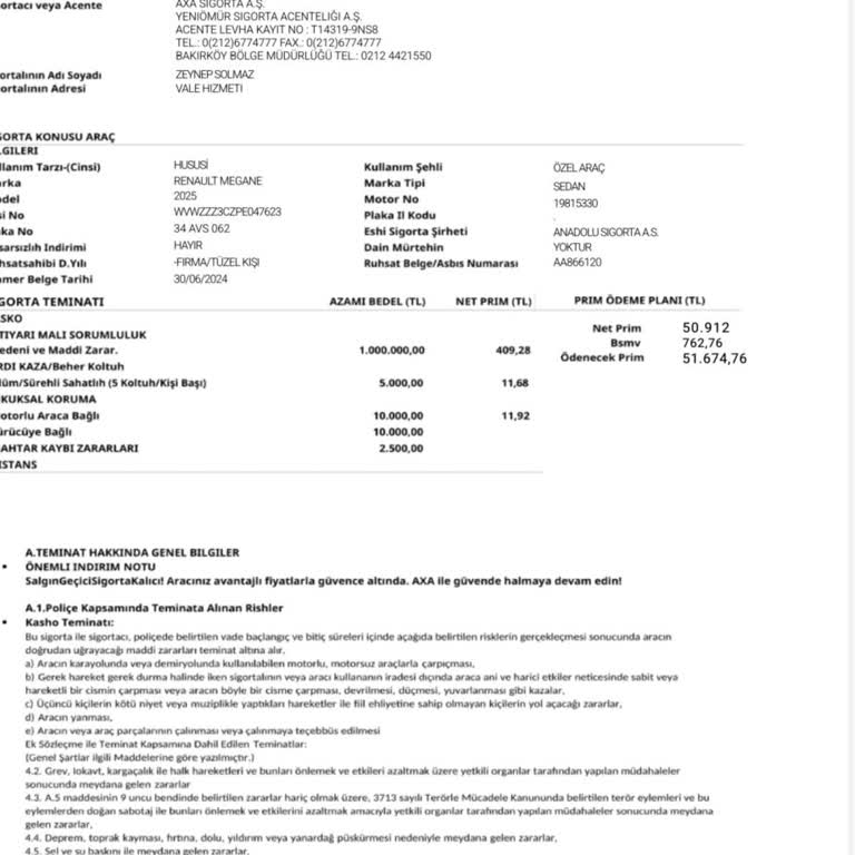 Gizli Sigorta Ücreti Ve Yanıltıcı Bilgilendirme Nedeniyle 5.400 TL İade Talebi