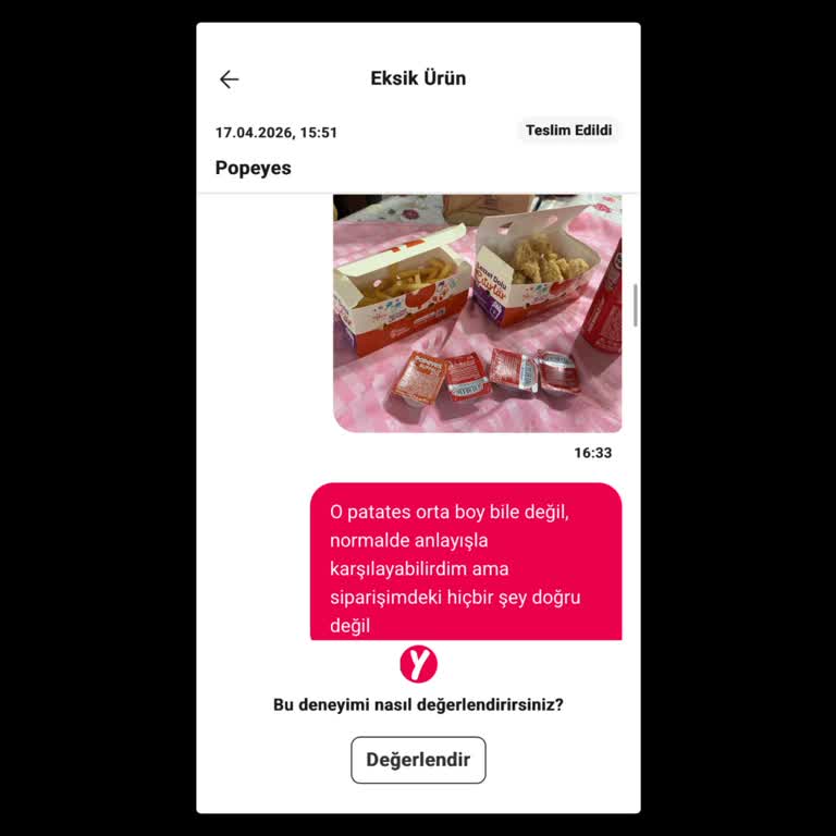 Eksik Ve Yanlış Sipariş İçin Tam İade Talebi