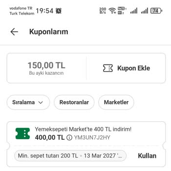 Erzurum Yakutiye’de 400 TL’lik Myedenred Kodu Restoranlarda Kullanılamıyor